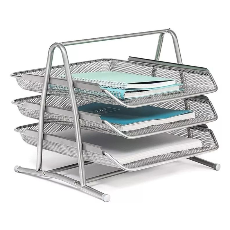 Organizador Escritorio Metálico Bandejas Apilables Oficina-3