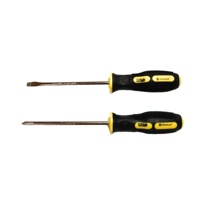 Set 2 Pzas Destornilladores Punta Paleta Cruz de 5x101mm Profesional-0