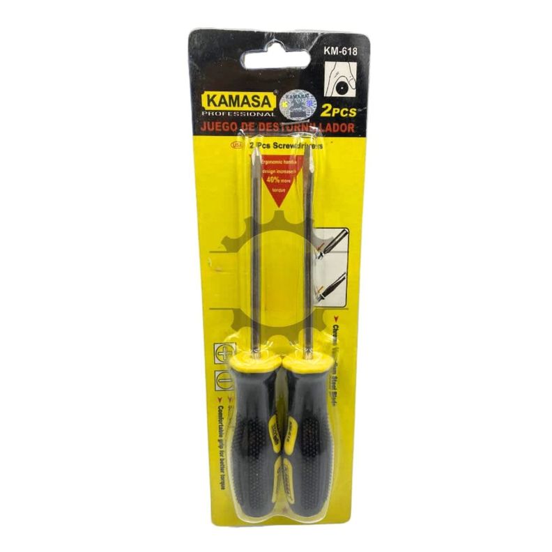 Set 2 Pzas Destornilladores Punta Paleta Cruz de 5x101mm Profesional-1