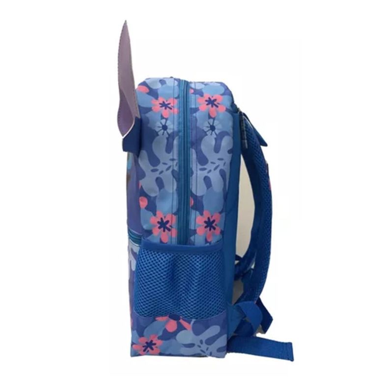 Mochila Infantil Diseño Personaje Orejas 3D Azul Flores-2