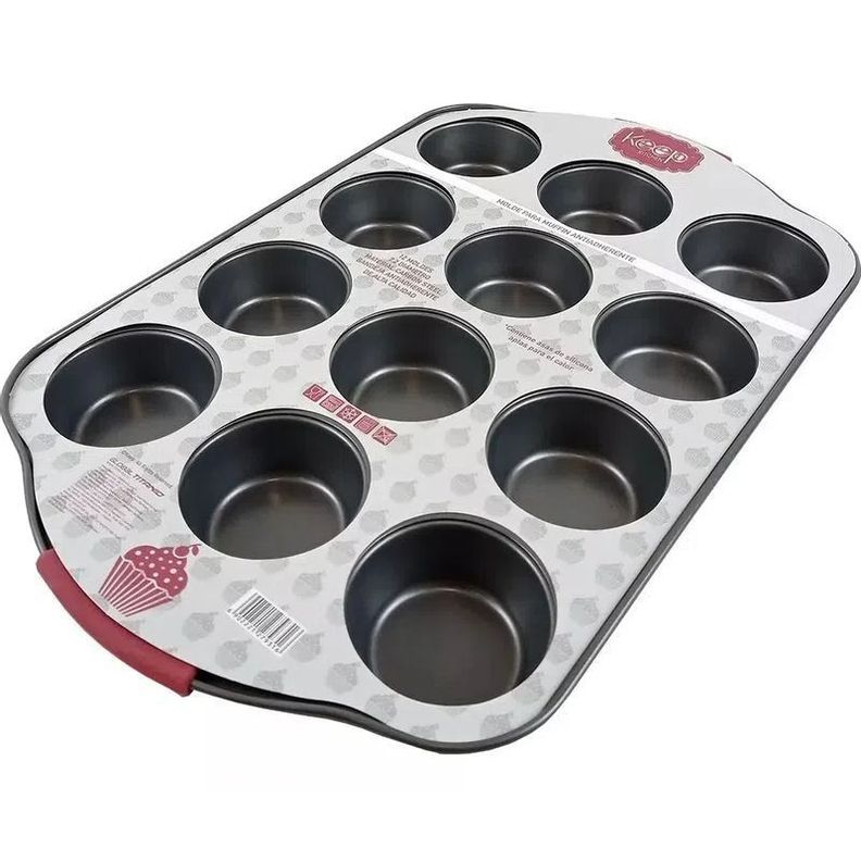 Molde Acero Inoxidable Muffin 12 Unidades Reposteria Queque Postres-0