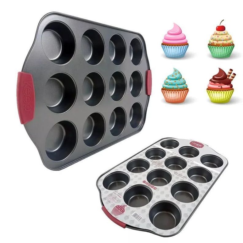 Molde Acero Inoxidable Muffin 12 Unidades Reposteria Queque Postres-3
