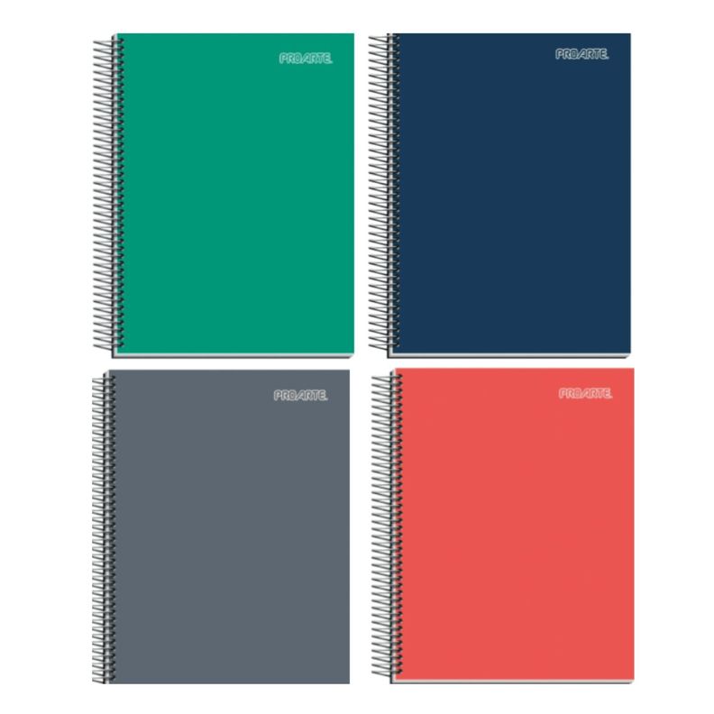 Pack 4 Cuadernos Espiral Colores Surtidos Tapa Dura A4-0