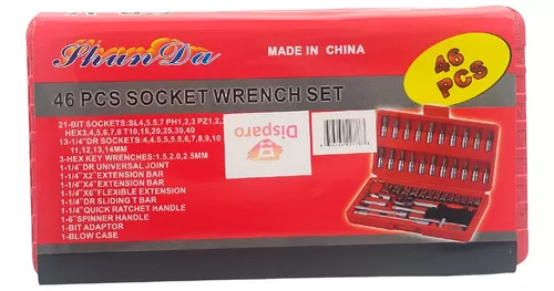 Set Caja Juego Herramienta Dados 46 Piezas Acero Carbono 1/4-1