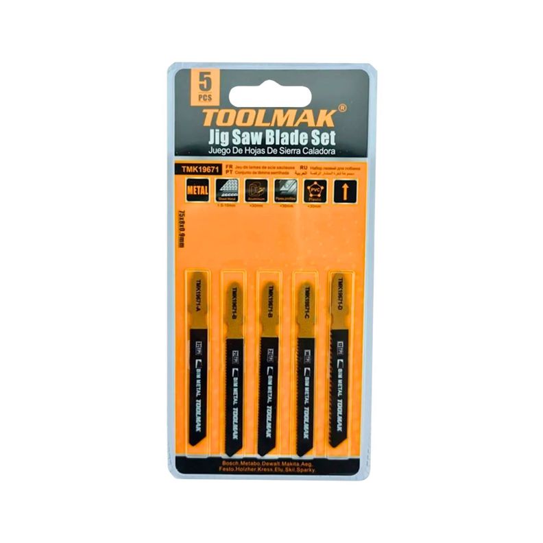 Set Juego De Hojas Para sierra Caladora 5 Pzas Metal Toolmak-0