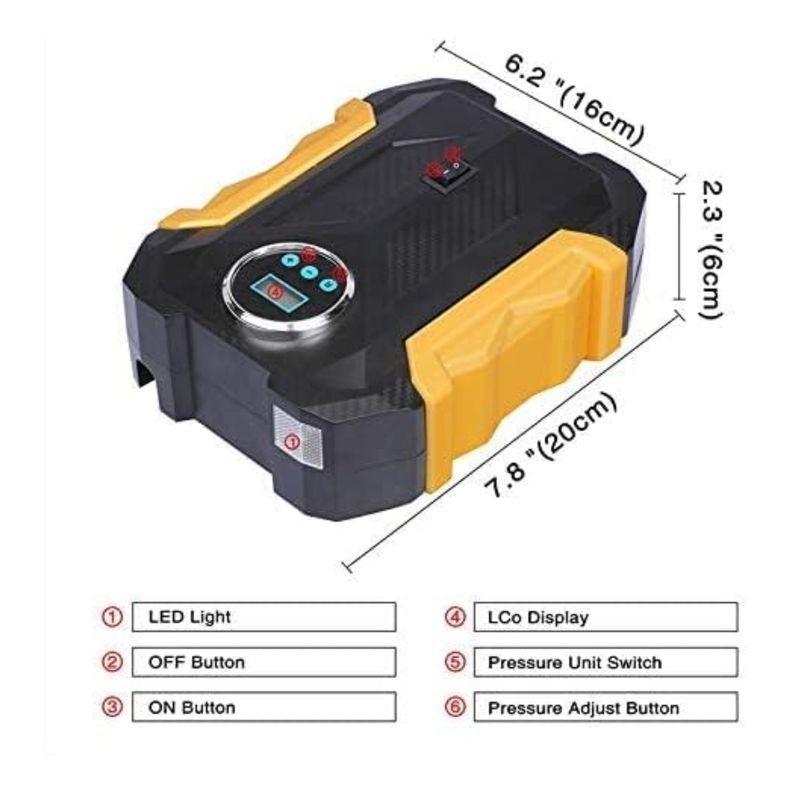 Compresor Aire Portátil Digital Auto Bicicleta Moto 12V-3