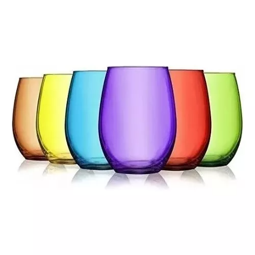 6 Vasos Vidrio Altos Mikonos Full Color 460ml Cristar-0