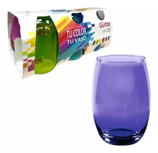 6 Vasos Vidrio Altos Mikonos Full Color 460ml Cristar-1