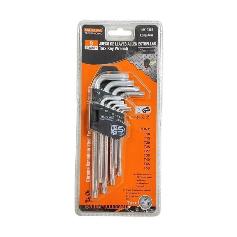 Set Llaves Allen Estrellas 9 Pzas 10mm Herramienta Profesional-0