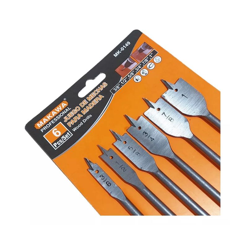 Set 6 Brocas Paleta para Madera Herramienta Ferreteria 01261-1