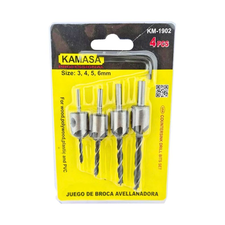 Set 4 Brocas Piloto Avellanador Herramienta Ferreteria KM1902-1