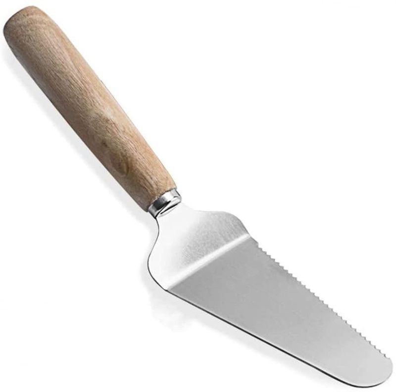 Espatula Para Cortar Picar Pizza Con Mango De Madera-1