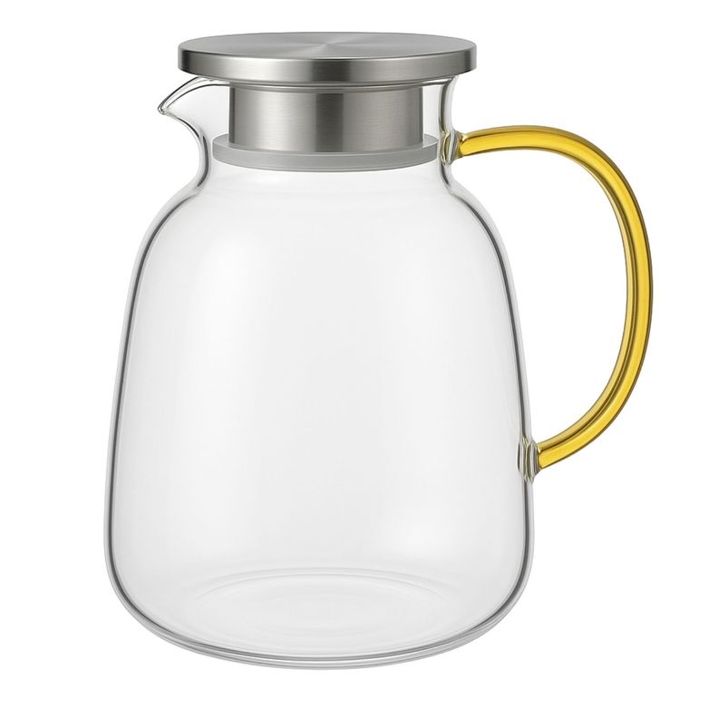 Tetera Vidrio 1750mL Con Tapa Infusor Mango Dorado Tetera Te-0