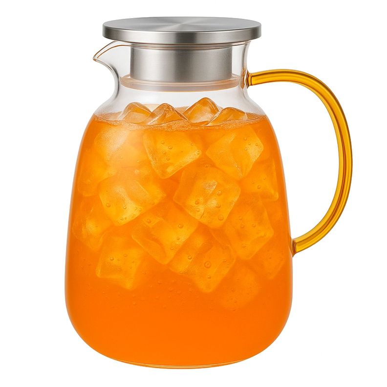 Tetera Vidrio 1750mL Con Tapa Infusor Mango Dorado Tetera Te-1