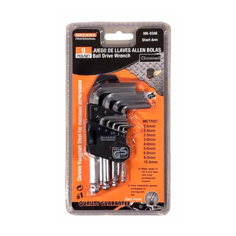 Set Llaves Allen Bolas 9 Pzas 10mm Herramienta Profesional-0