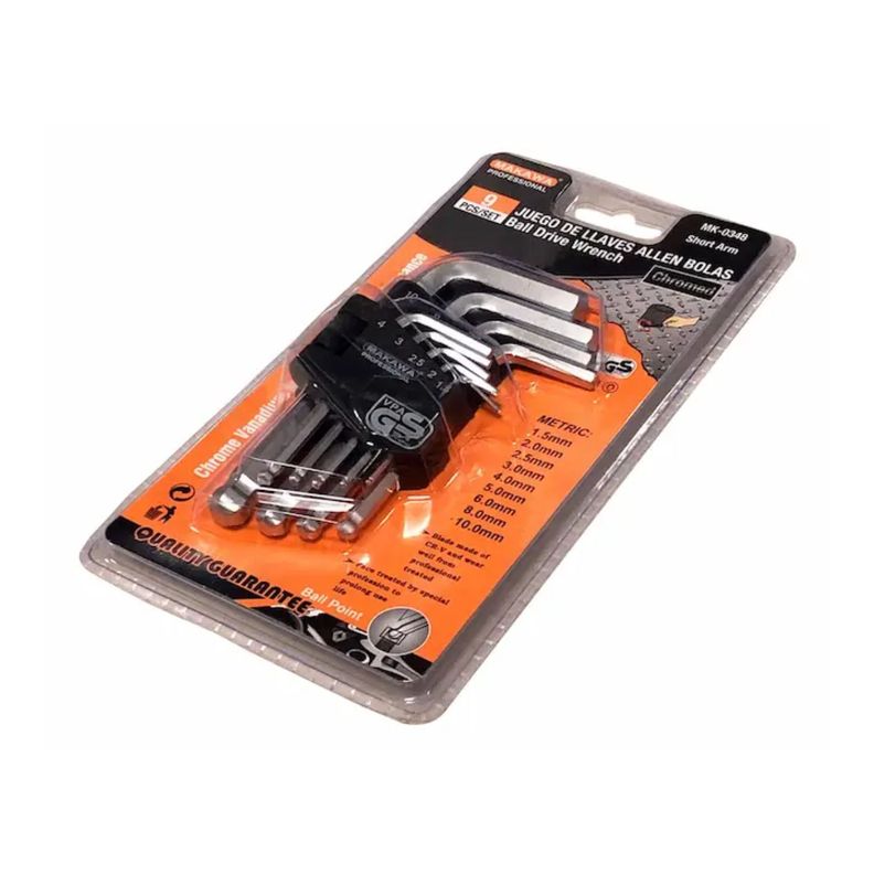Set Llaves Allen Bolas 9 Pzas 10mm Herramienta Profesional-1