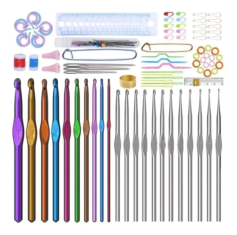 Set Crochet 74 Pcs Palillos Accesorios De Tejer Con Estuche-0