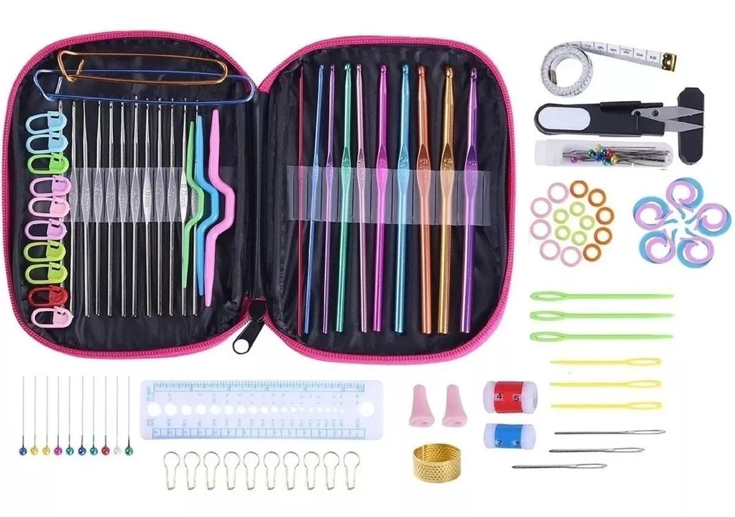 Set Crochet 74 Pcs Palillos Accesorios De Tejer Con Estuche-3