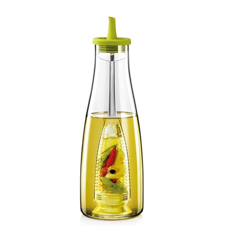 Botella Aceitera Vidrio Infusor Hierbas Cocina Moderna 500ml-0
