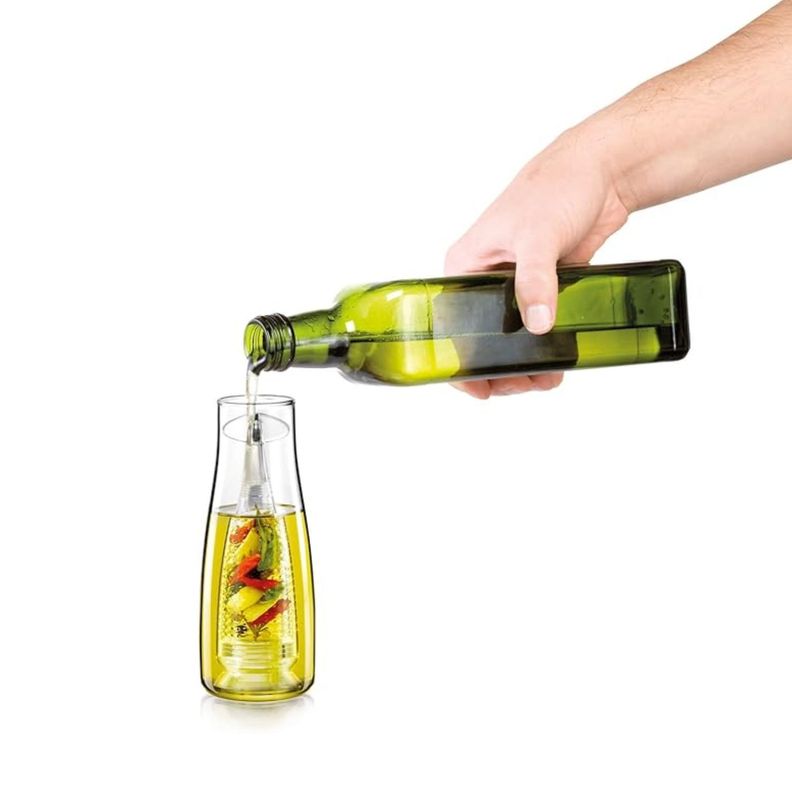 Botella Aceitera Vidrio Infusor Hierbas Cocina Moderna 500ml-1