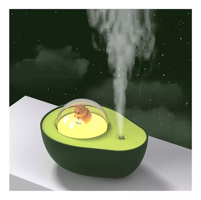Humidificador Aire C/luz Nocturna Multicolor Aguacate Niebla Color Verde oscuro-3