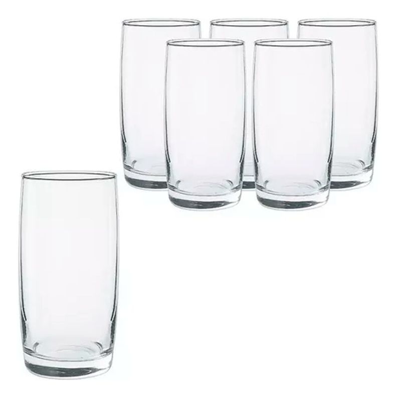 Set 6 Vasos Monterrey Transparente Largos Cristar 445 Ml-0