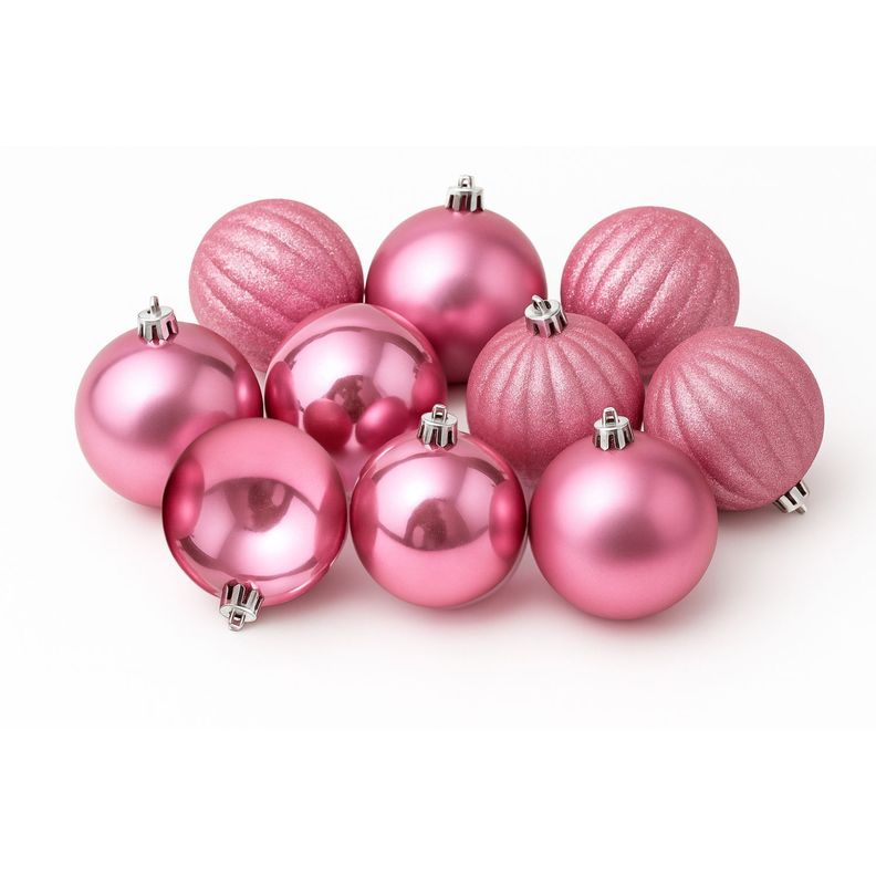 10 Bambalinas Esfera Navideña 6cm Oro Rosa Adorno Decoración