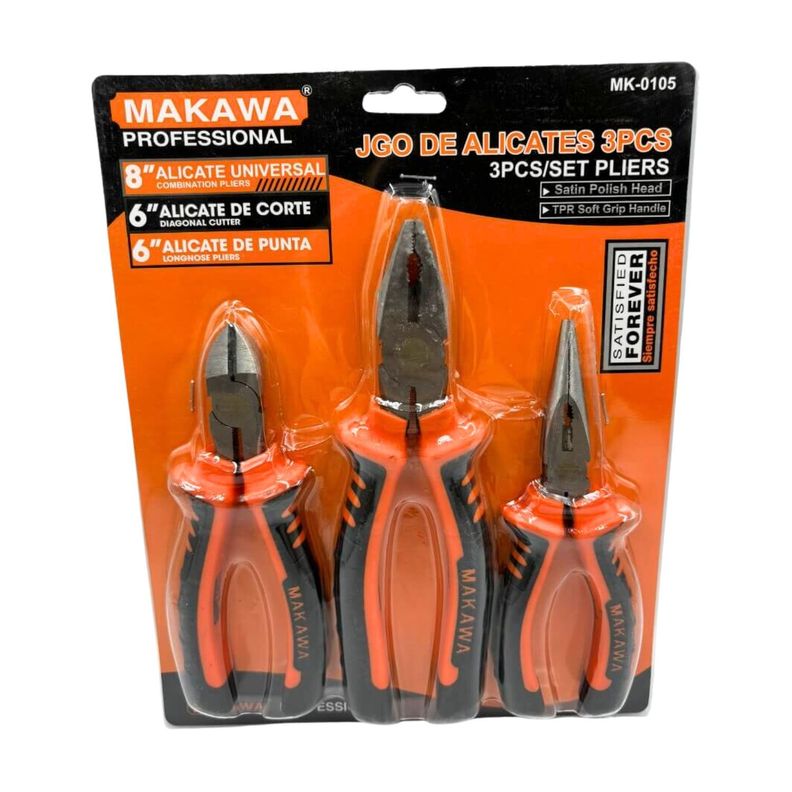 Set 3 Alicates Multifuncion Fino Corte Pack Ferreteria-1