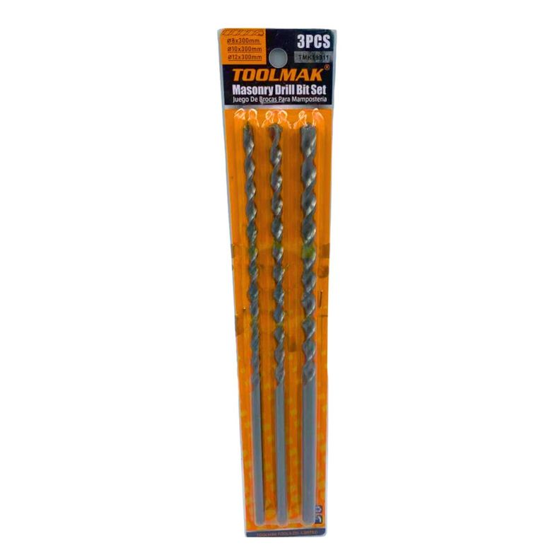Set 3 Brocas para Cemento de 30cm Herramientas Ferreteria TMK19911-0