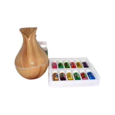 Humidificador Aromatizador diseño 200ML diseño claro + 12 Esencias-1