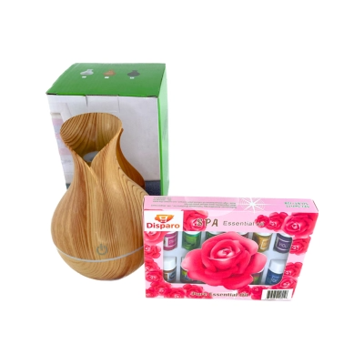 Humidificador Aromatizador diseño 200ML diseño claro + 12 Esencias-4