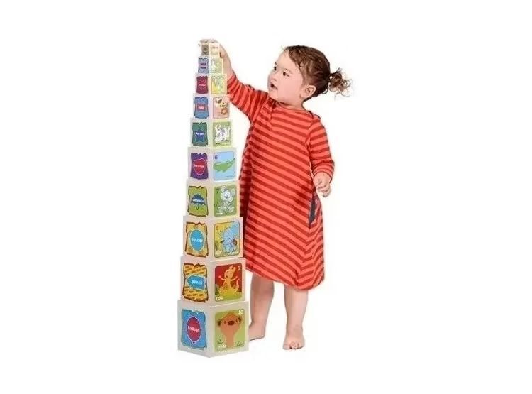 Torre Apilable De 10 Cubos Didácticos De Madera Para Niños-1
