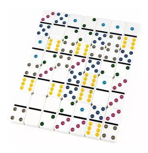 Domino Caja Metalica 28 Piezas Puntos De Colores-1