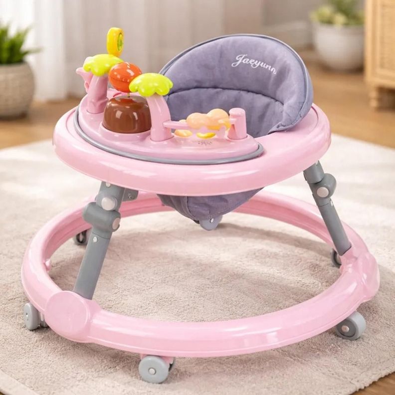 Andador Plegable Flores Con Musica Bebes Portable Unisex Rosado