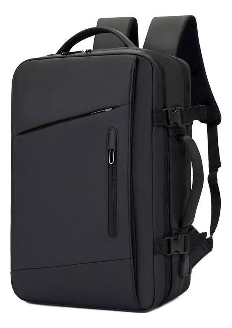 Mochila Cabina 48x30x25 Avion Deluxe Expandible Impermeable Negro