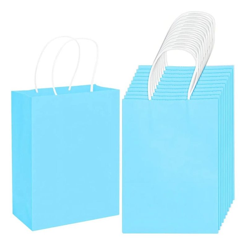 12 Bolsas Cumpleanos Papel Kraft Colores De 21x15x8cm
