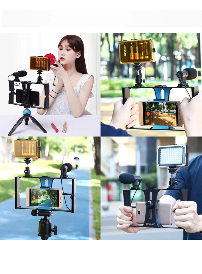Video Making Vlog TriPod Kit Ay-49x Con Micrófono Y Luz-2