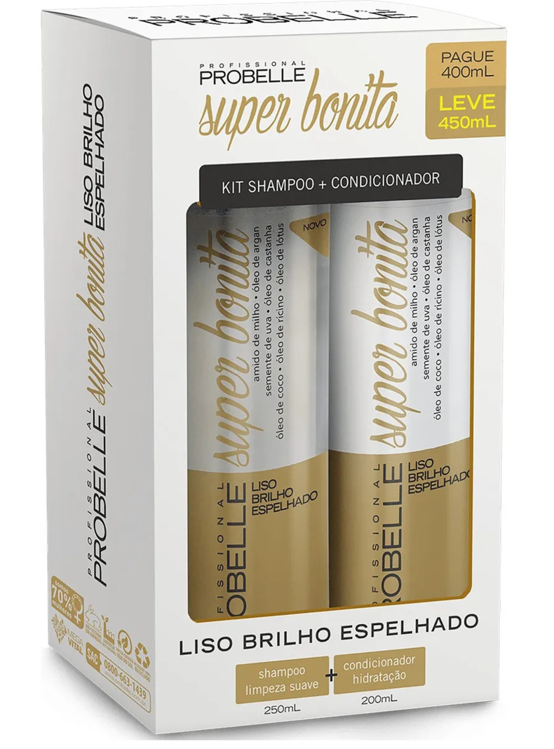 Pack Shampoo + Acond. Lisos Brillo Espejo Probelle