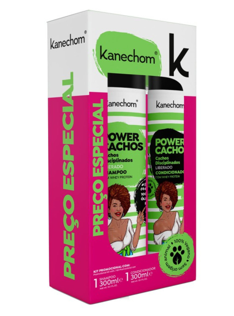 Pack Shampoo Acondicionador Power Cachos Kanechom 300 Ml C/u