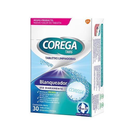 Corega Tabletas Limpiadoras Blanqueador x 30 tabletas efervescentes-0