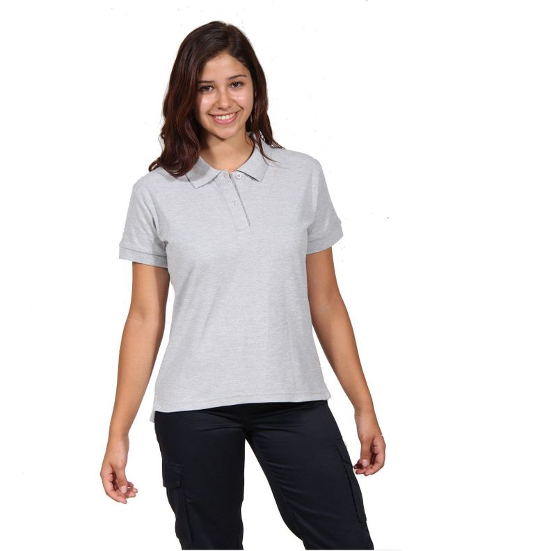 Polera Pique Mujer M/Corta Gris, protección UV-0
