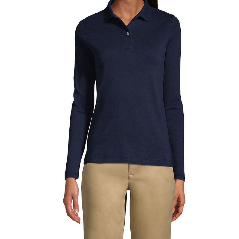 Polera Pique Mujer M/Larga AzulM, protección UV-0
