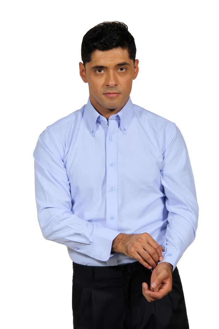 Camisa Oxford Manga Larga, con Bolsillo -0