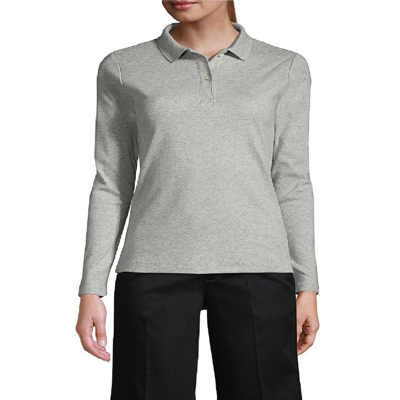 Polera Pique Mujer M/Larga Gris, protección UV-0