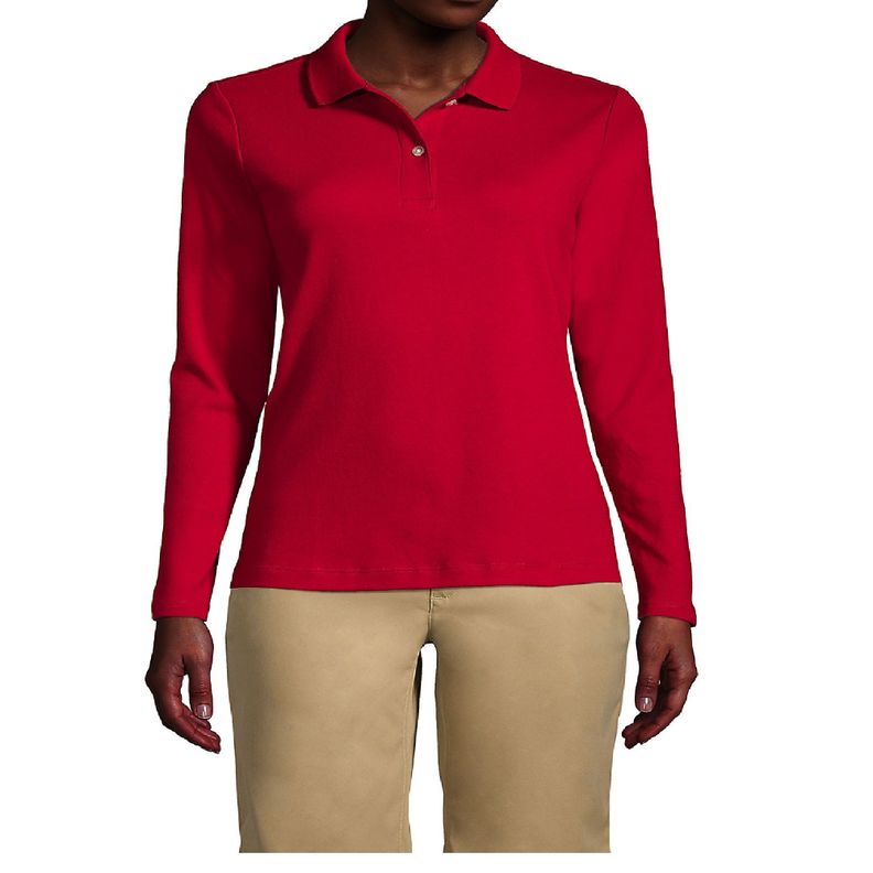 Polera Pique Mujer M/Larga Rojo, protección UV-0