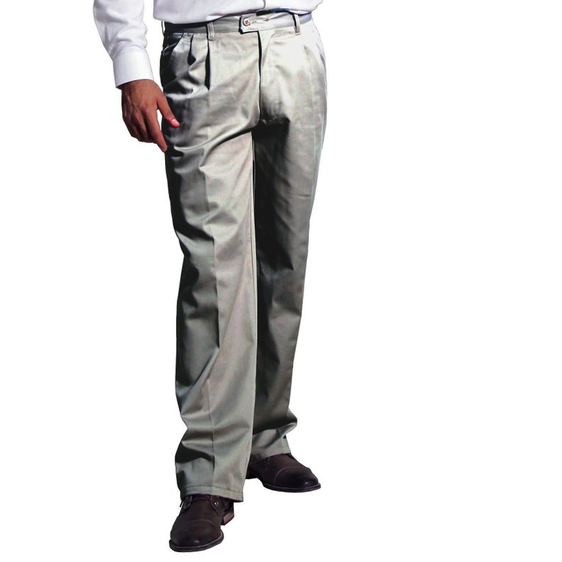 Pantalón Gabardina Ejecutivo Con Pinzas Gris-0