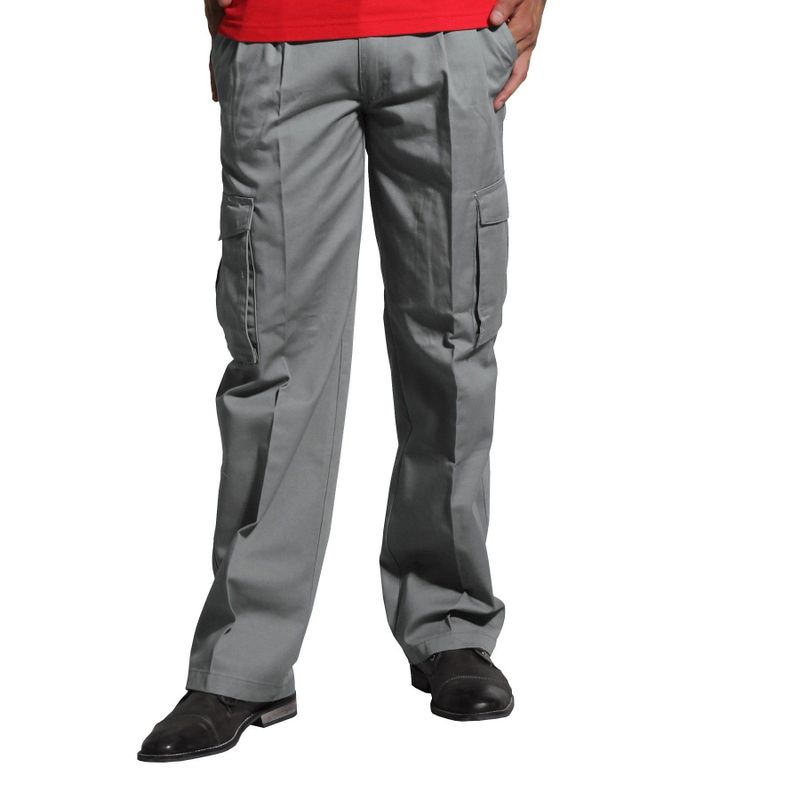 Pantalón Gabardina Ejecutivo Cargo Con Pinzas Gris-0