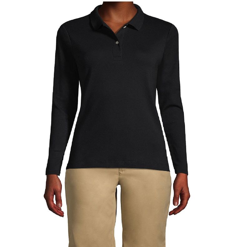 Polera Pique Mujer M/Larga Negra, protección UV-0