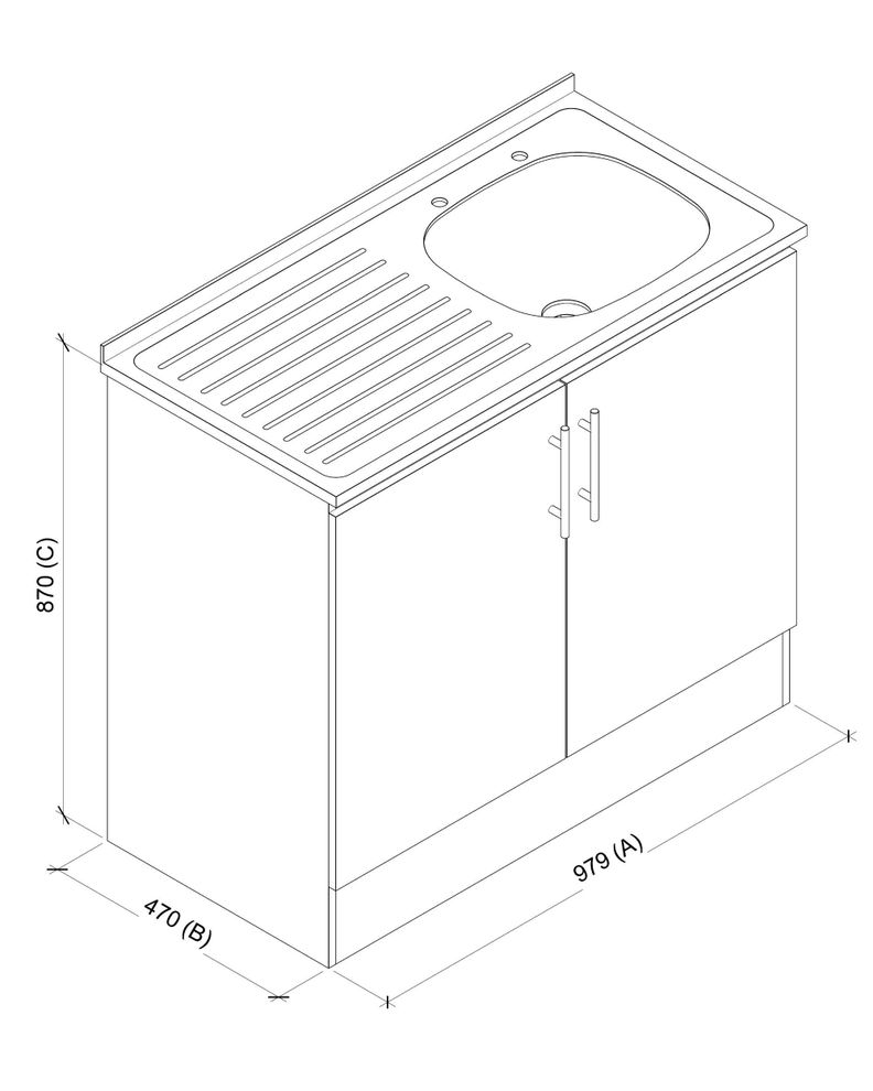 Kit Lavaplatos 2 Puertas 100 cm. Blanco Jerez Sec. Izquierdo-6