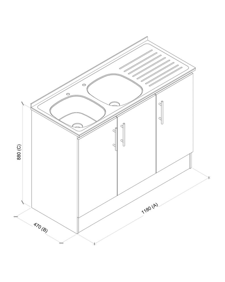 Kit Lavaplatos 3 Puertas 120 cm. Secador Izquierdo-6